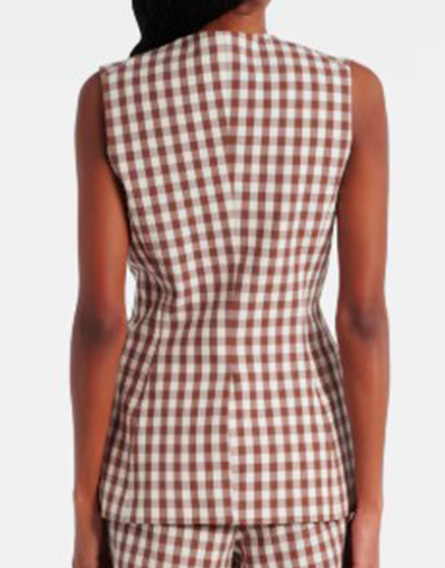 Only Murders In The Building S05 Selena Gomez Gingham Vest Clanton Jacket