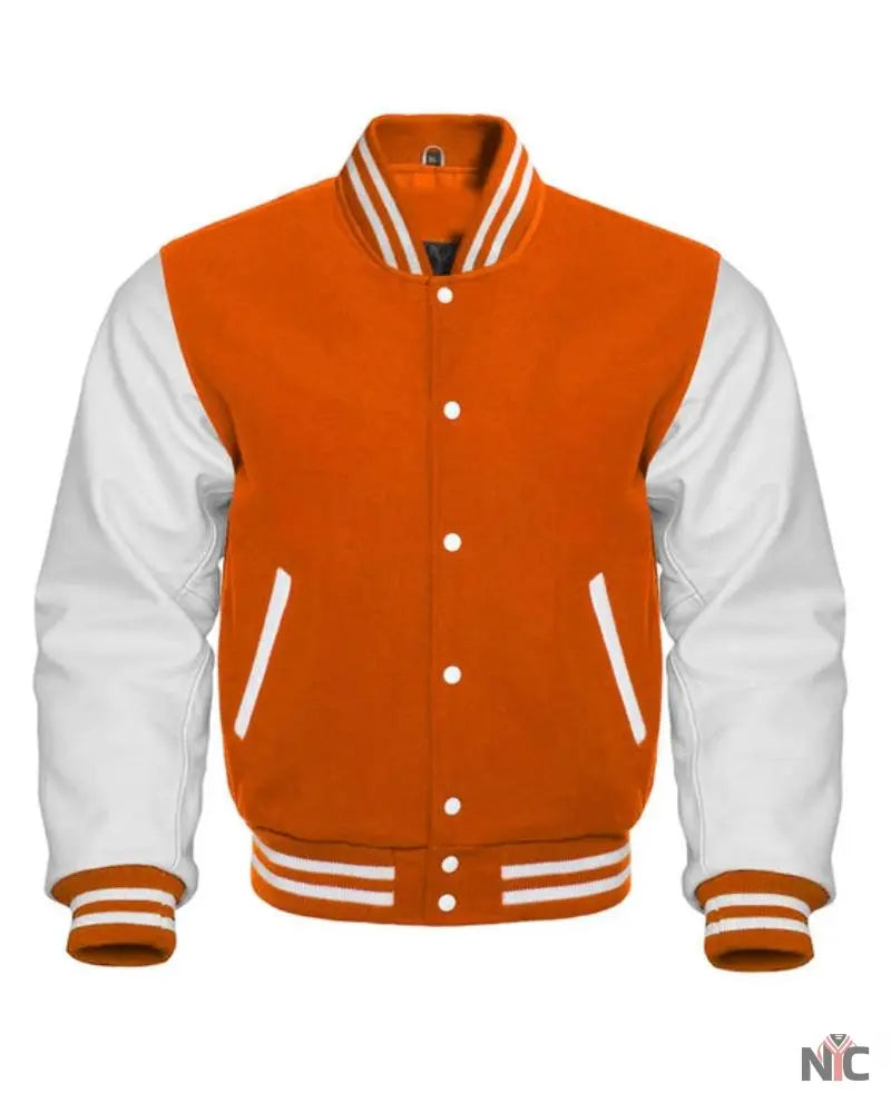 Orange And White Varsity Jacket Clanton Jacket