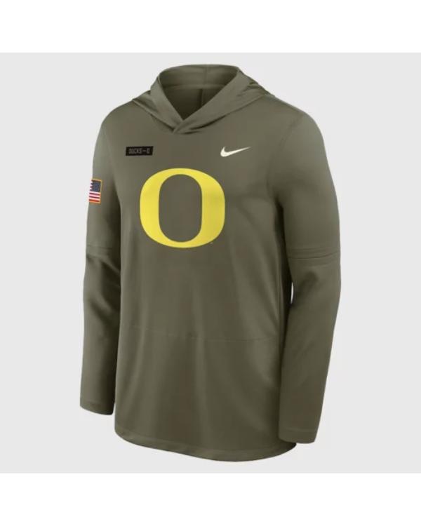 Oregon Ducks 2025 Military Appreciation Hooded T-Shirt