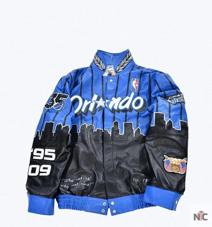 Orlando Magic x Jeff Hamilton NBA Blue Varsity Jacket Clanton Jacket