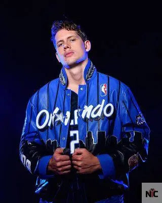 Orlando Magic x Jeff Hamilton NBA Blue Varsity Jacket Clanton Jacket