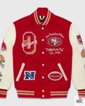Ovo San Francisco 49ers Red And White Varsity Jacket Clanton Jacket