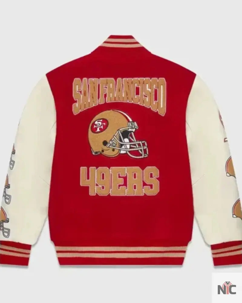 Ovo San Francisco 49ers Red And White Varsity Jacket Clanton Jacket