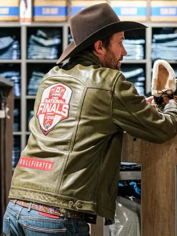 PBR Canada National Finals Bull Fighter Green Leather Jacket