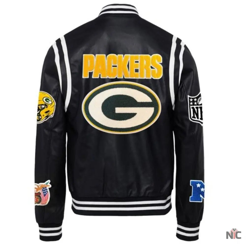 Packers Vegan Leather Varsity Jacket Clanton Jacket