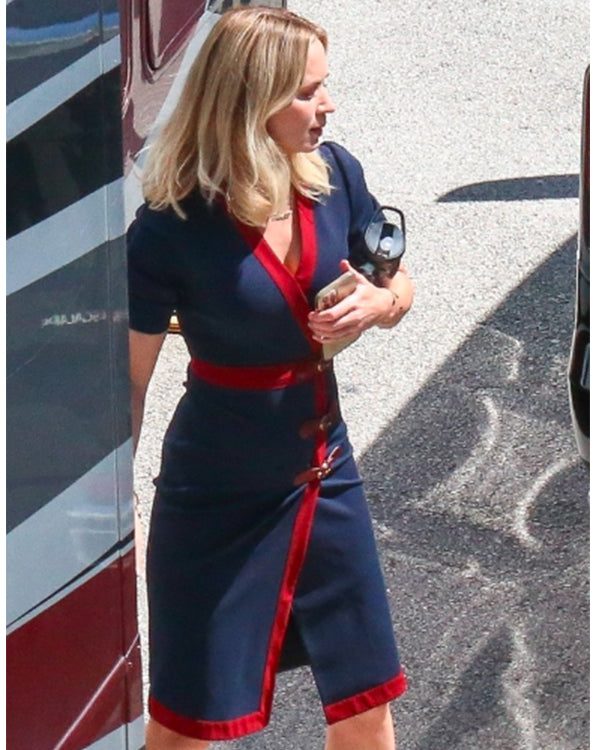Pain Hustlers 2023 Emily Blunt Blue Dress