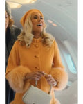 Palm Royale S02 Kristen Wiig Orange Fur Trim Coat