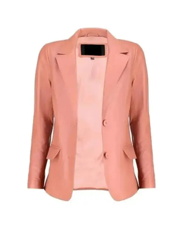 Pastel Pink Leather Blazer
