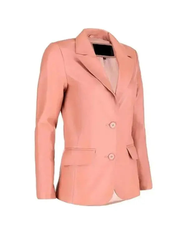 Pastel Pink Leather Blazer