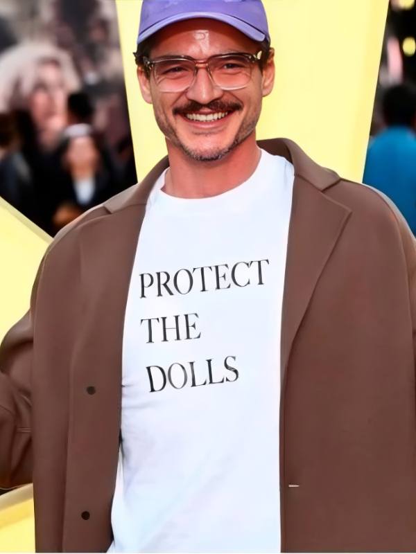 Pedro Pascal Protect The Dolls White Graphic T-Shirt Shopotiny
