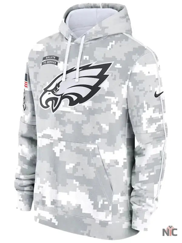 Philadelphia Eagles Salute To Service Camo 2024 Hoodie Clanton Jacket