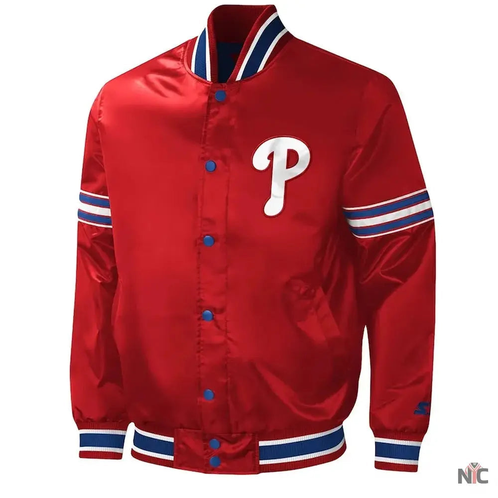 Philadelphia Phillies Midfield Varsity Satin Jacket Clanton Jacket