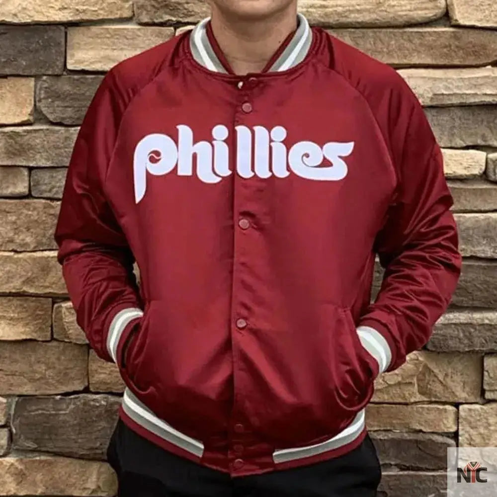 Philadelphia Phillies Satin Raglan Full-Snap Jacket Clanton Jacket