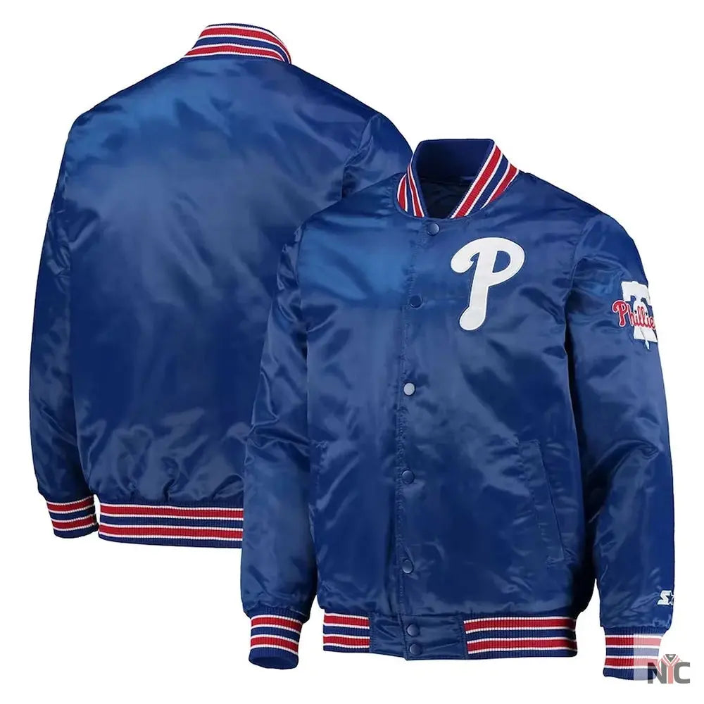Philadelphia Phillies The Diamond Royal Satin Jacket Clanton Jacket