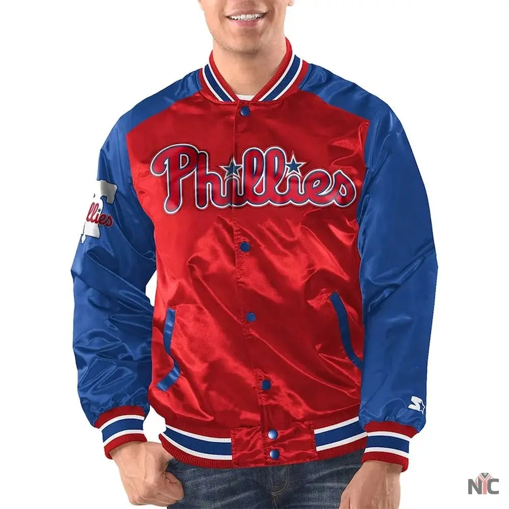 Philadelphia Phillies Varsity Satin Jacket Clanton Jacket