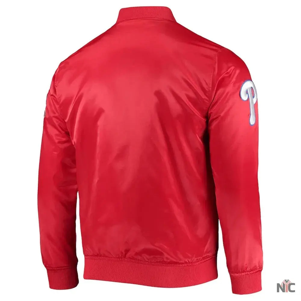 Philadelphia Phillies Wordmark Satin Full-Snap Jacket Clanton Jacket