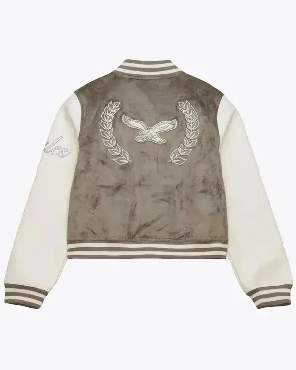 Philadelphia Eagles Tan Full Snap Varsity Jacket