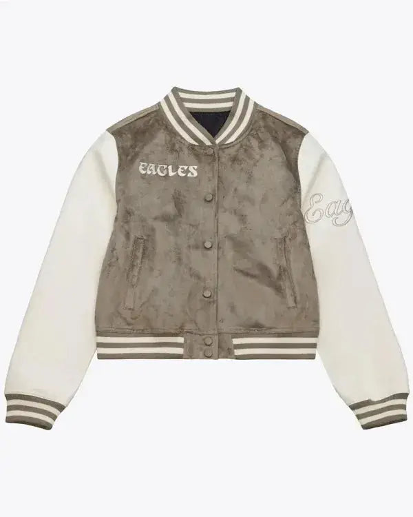 Philadelphia Eagles Tan Full Snap Varsity Jacket