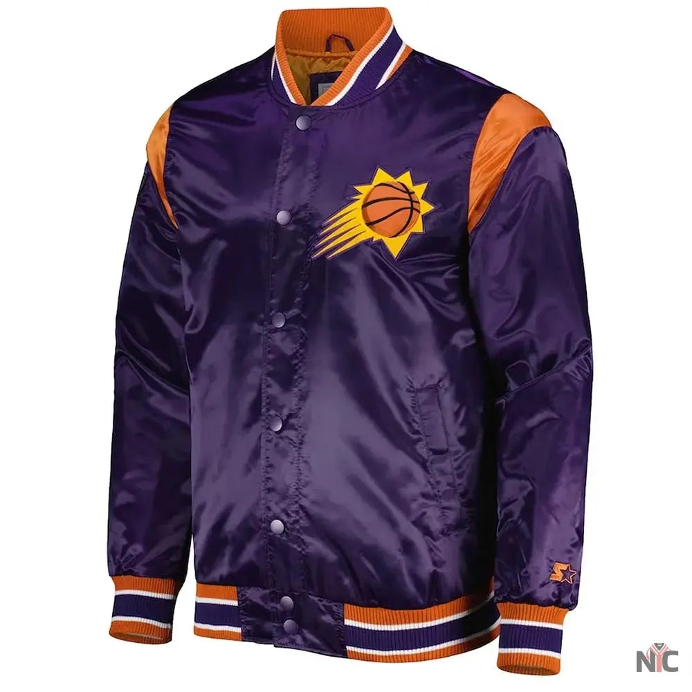 Phoenix Suns Force Play Purple Varsity Satin Jacket Clanton Jacket