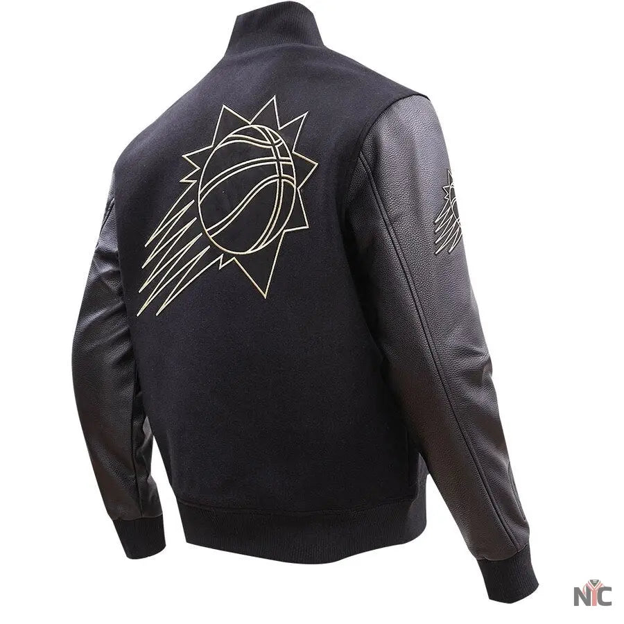 Phoenix Suns Gold Stitch Black Varsity Jacket Clanton Jacket