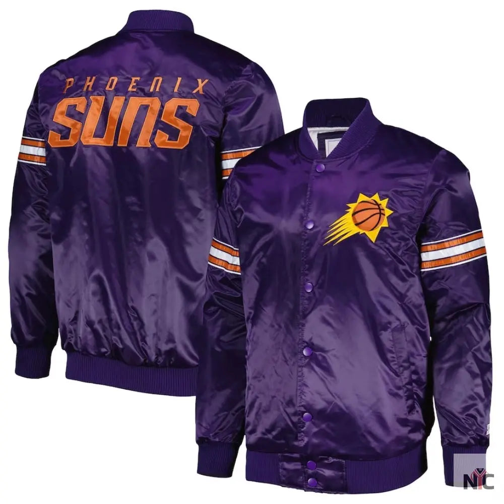 Phoenix Suns Pick & Roll Full-Snap Satin Varsity Jacket Clanton Jacket