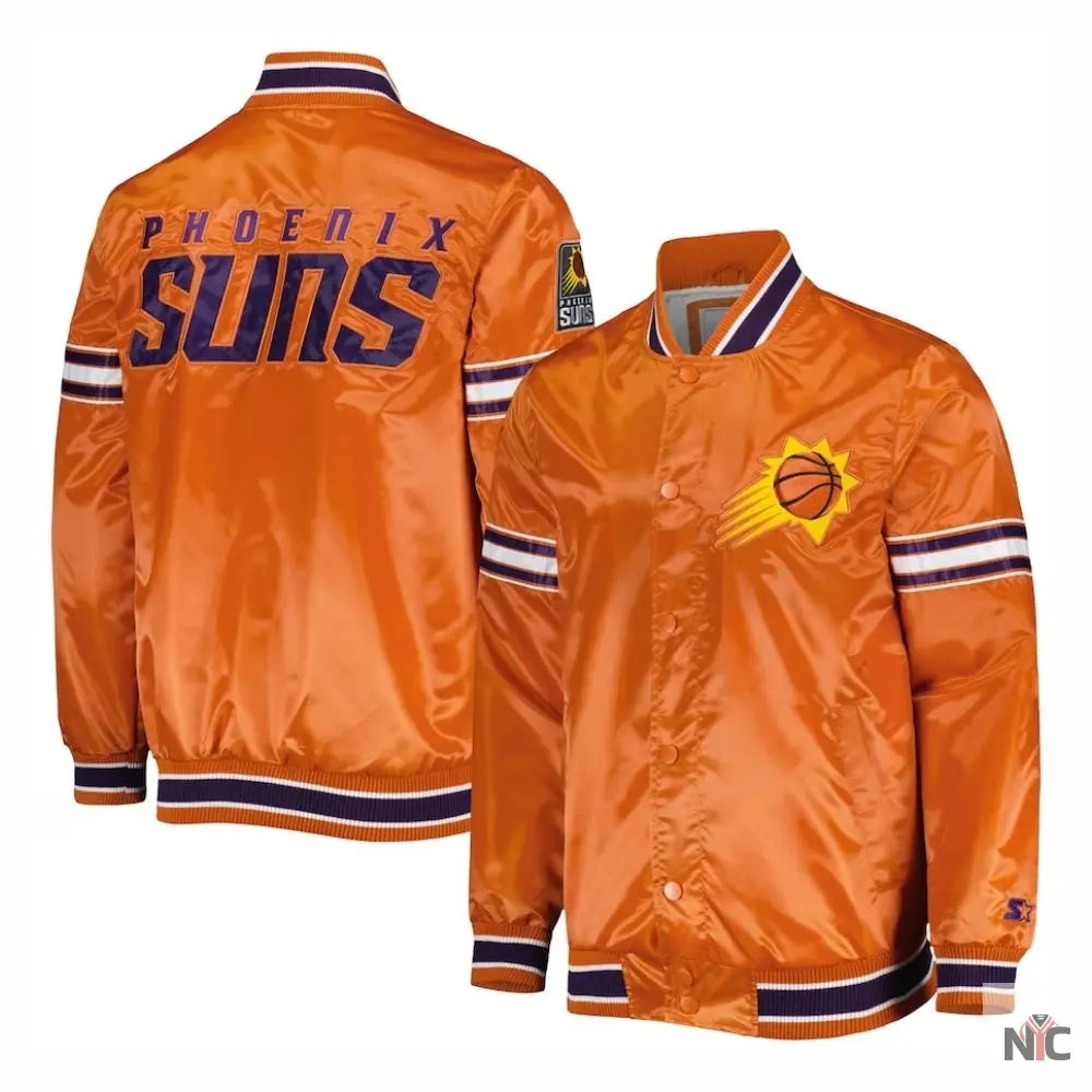 Phoenix Suns Pick & Roll Full-Snap Satin Varsity Jacket Clanton Jacket