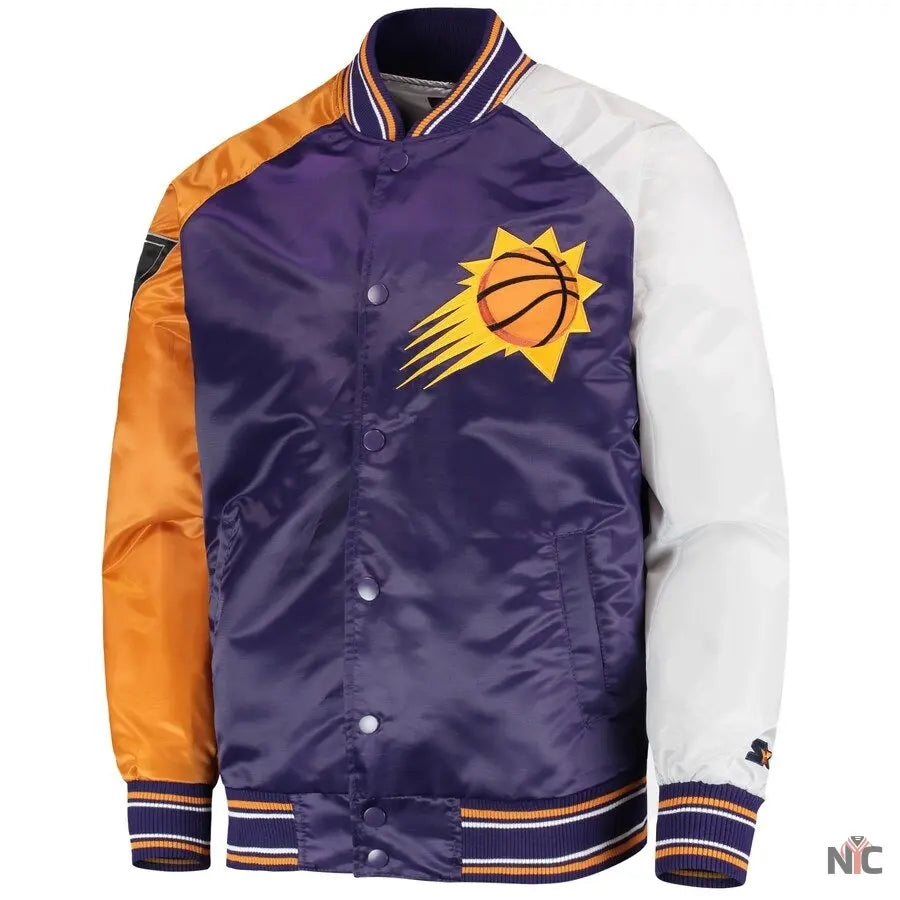 Phoenix Suns Reliever Purple and Orange Satin Jacket Clanton Jacket
