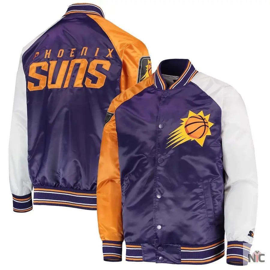 Phoenix Suns Reliever Purple and Orange Satin Jacket Clanton Jacket