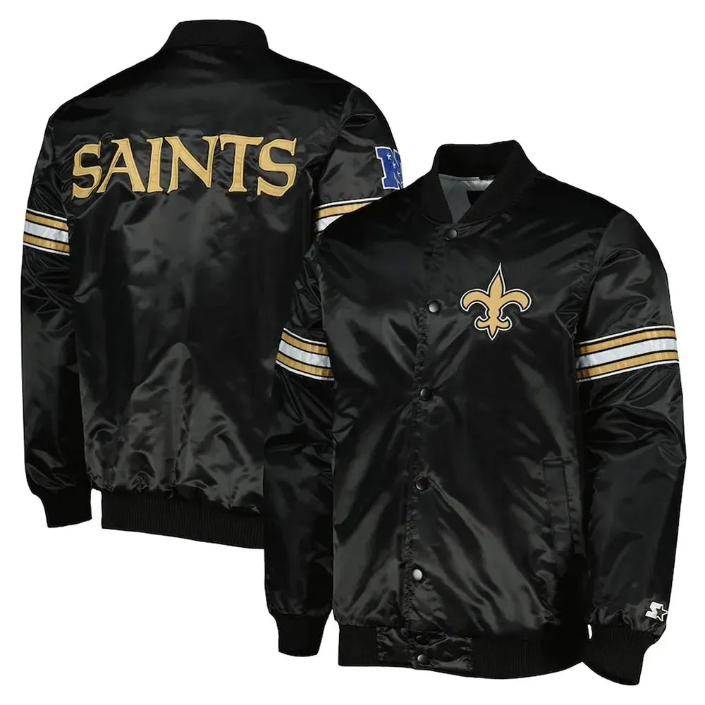 Pick and Roll New Orleans Saints Black Satin Jacket