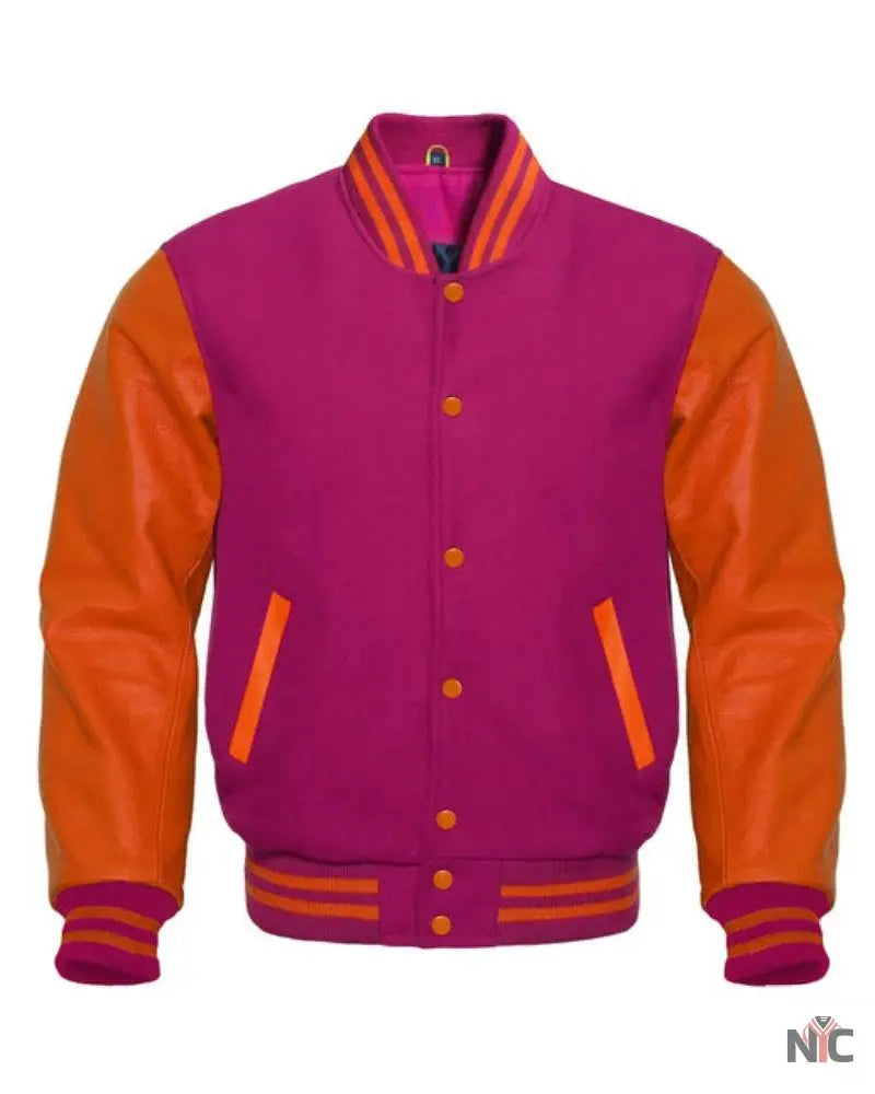 Pink And Orange Varsity Jacket Clanton Jacket