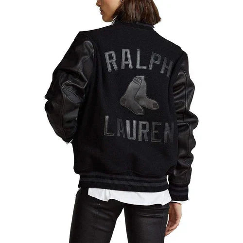 Polo Ralph Lauren Boston Red Sox MLB Black Ltd Ed Leather Baseball Bomber Jacket Clanton Jacket