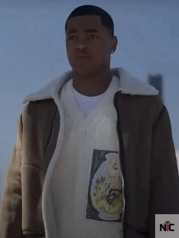 Power Book II Ghost S04 Tariq St. Patrick Shearling Brown Leather Jacket Clanton Jacket