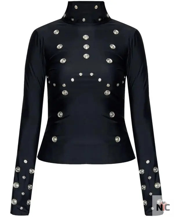 Press Junket 2025 Nicole Wallace Eyelet-Detailing Black Blouse Clanton Jacket