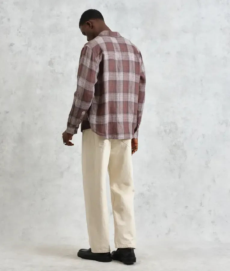 Press Junket 2025 Materialists Chris Evans Linen Check Shirt