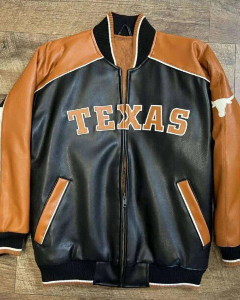 G-III Carl Banks Texas Longhorns Leather Varsity Jacket Clanton Jacket