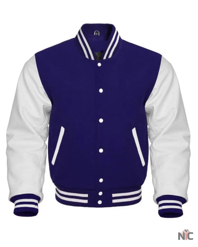 Purple And White Varsity Jacket Clanton Jacket