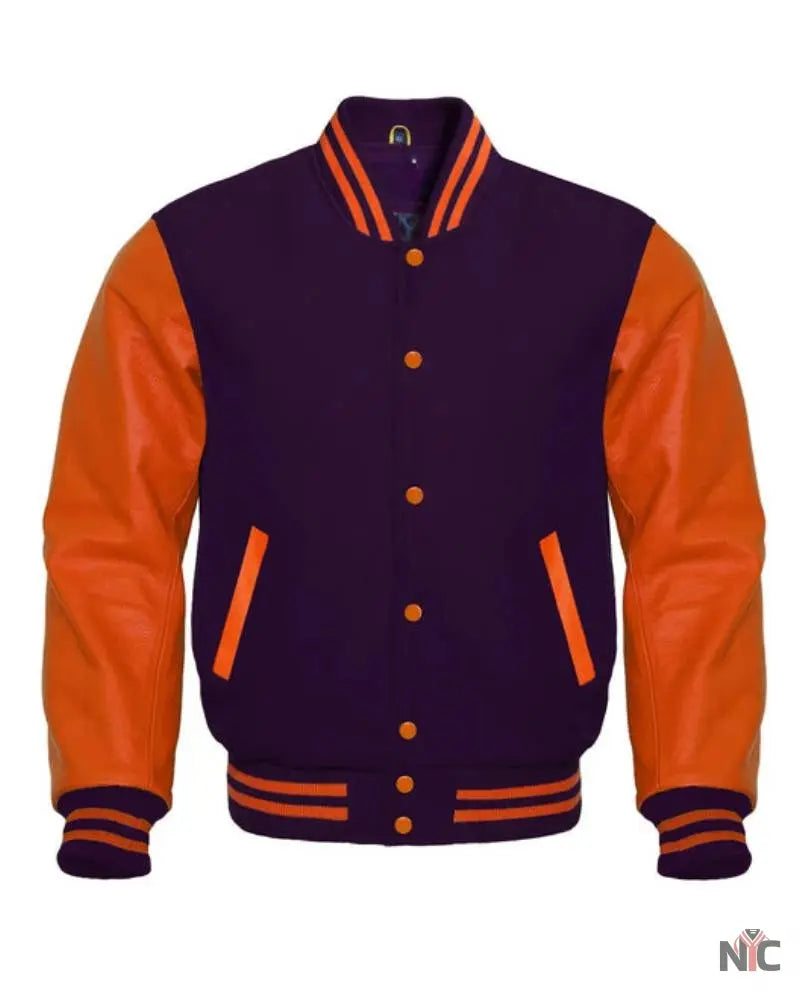 Purple & Orange Varsity Jacket Clanton Jacket