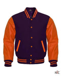 Purple & Orange Varsity Jacket Clanton Jacket
