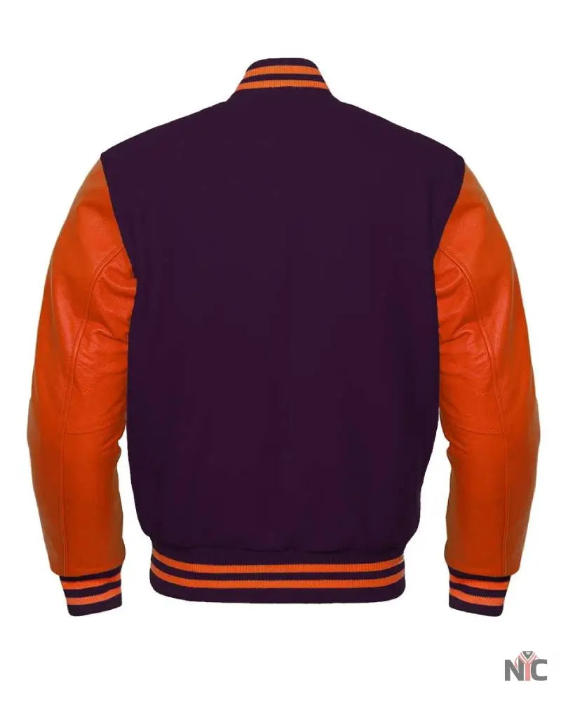 Purple & Orange Varsity Jacket Clanton Jacket