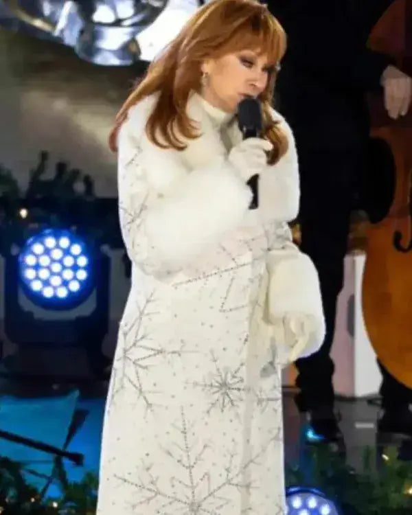 Reba McEntire Christmas Tree Lighting Ceremony Snowflake Embellish Coat