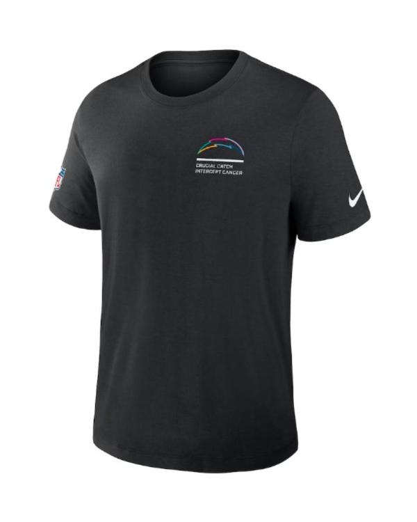 Los Angeles Chargers Black 2025 Crucial Catch Dri-Fit T-Shirt Shopotiny