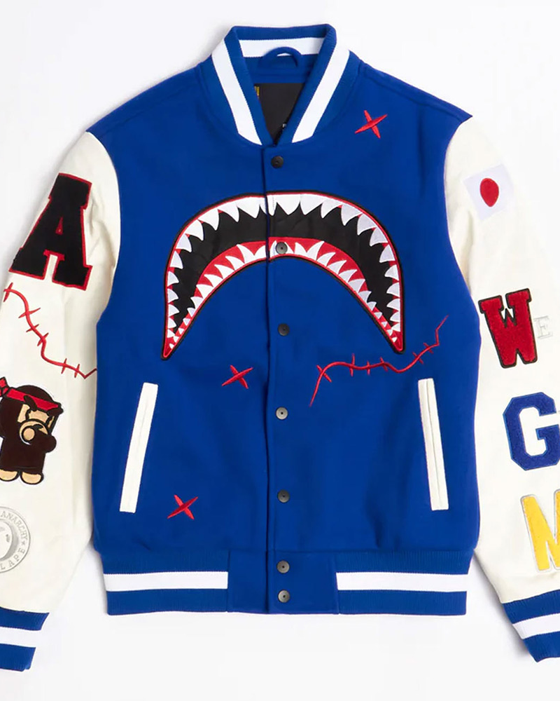 Robert Phillipe We Killed Ape Blue Wool Varsity Jacket Clanton Jacket