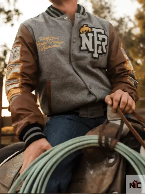 Rodeo NFR Las Vegas Brown Letterman Jacket Clanton Jacket