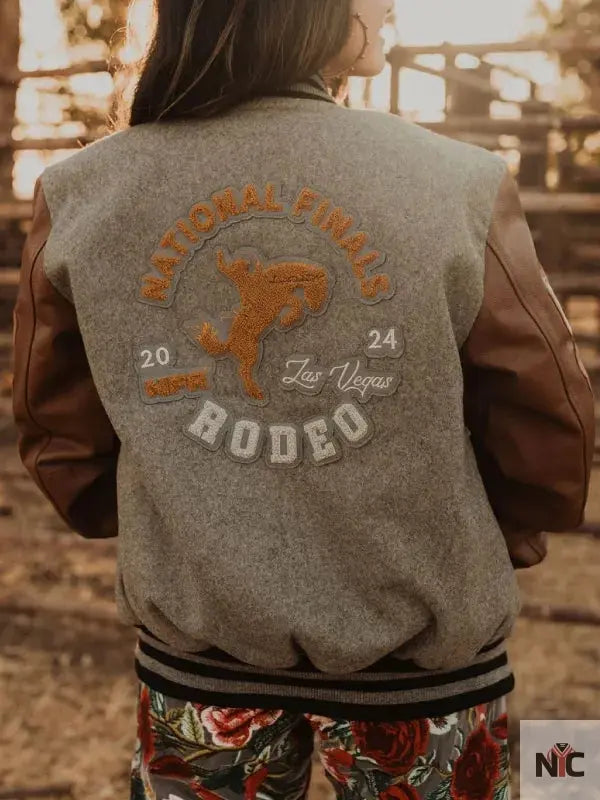 Rodeo NFR Las Vegas Brown Letterman Jacket Clanton Jacket