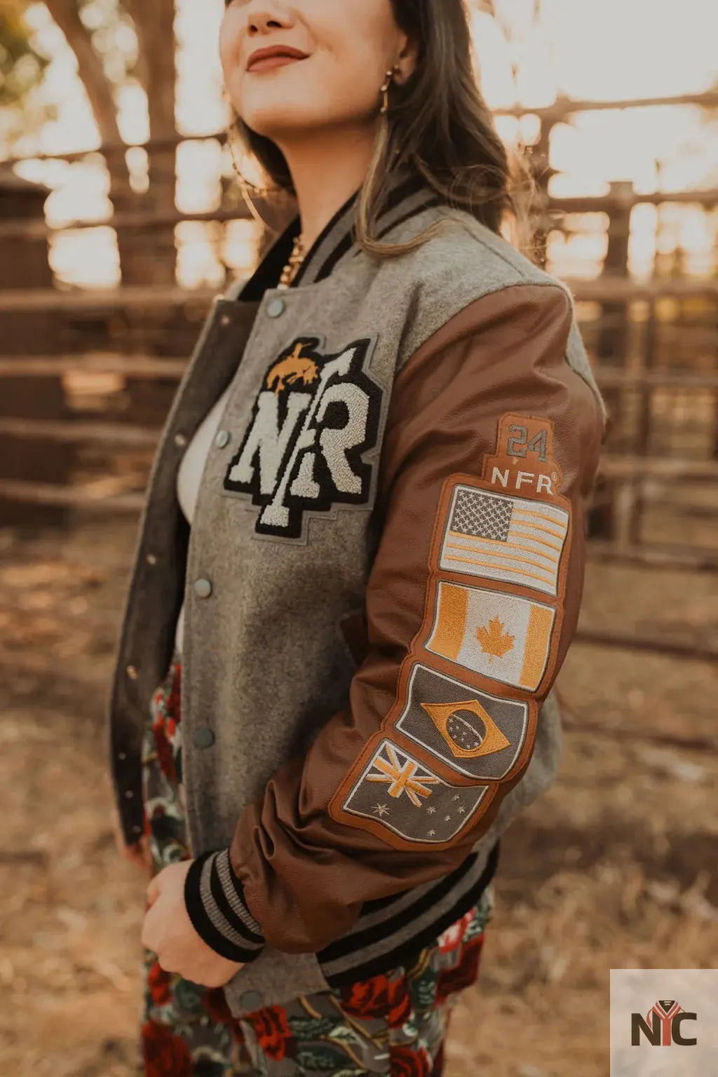 Rodeo NFR Las Vegas Brown Letterman Jacket Clanton Jacket