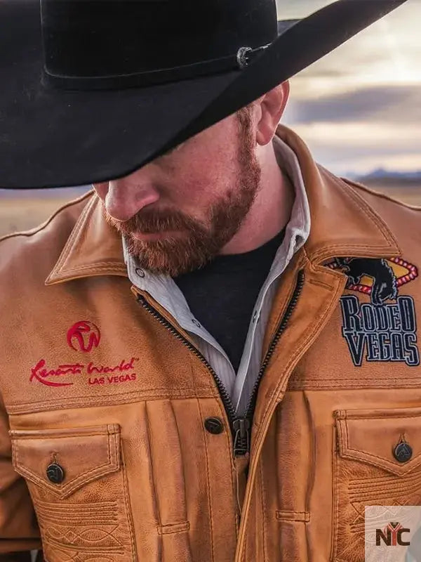 Rodeo Vegas 2024 PFR Brown Leather Jacket Clanton Jacket