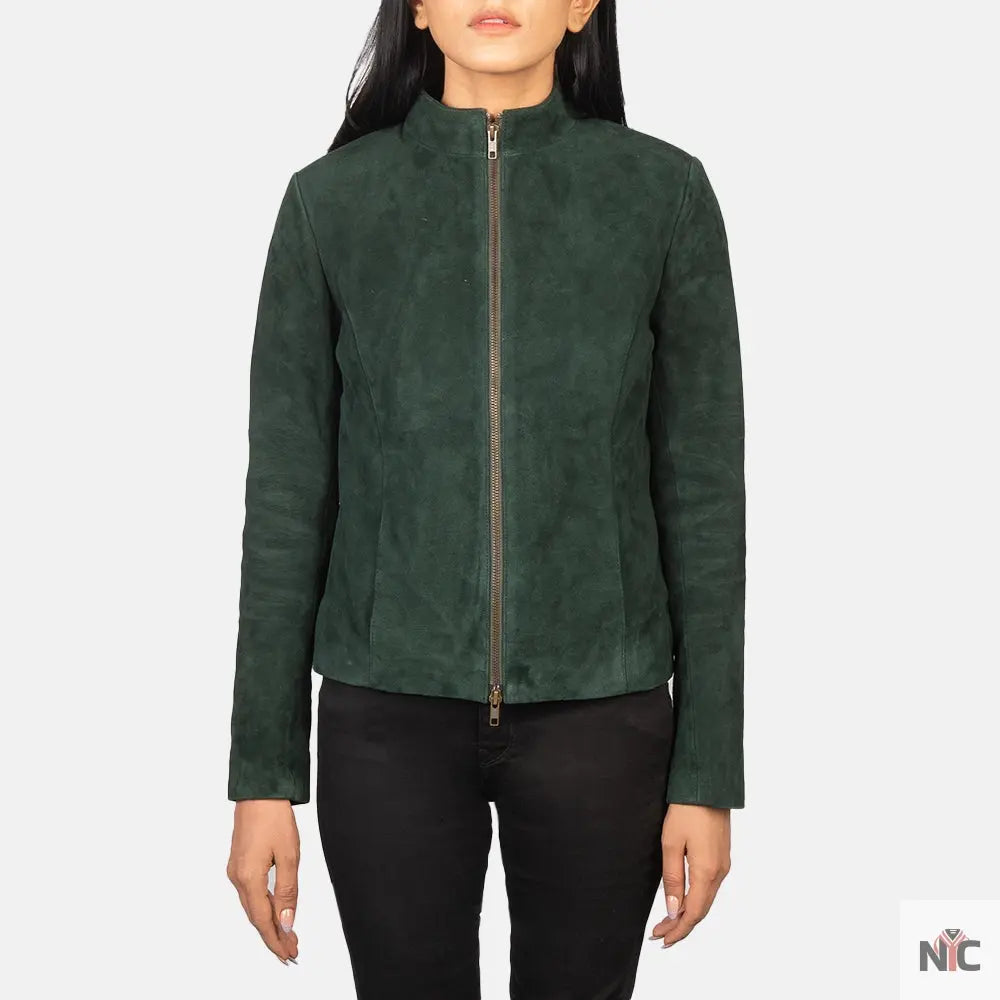 Rumella Green Suede Biker Jacket Clanton Jacket