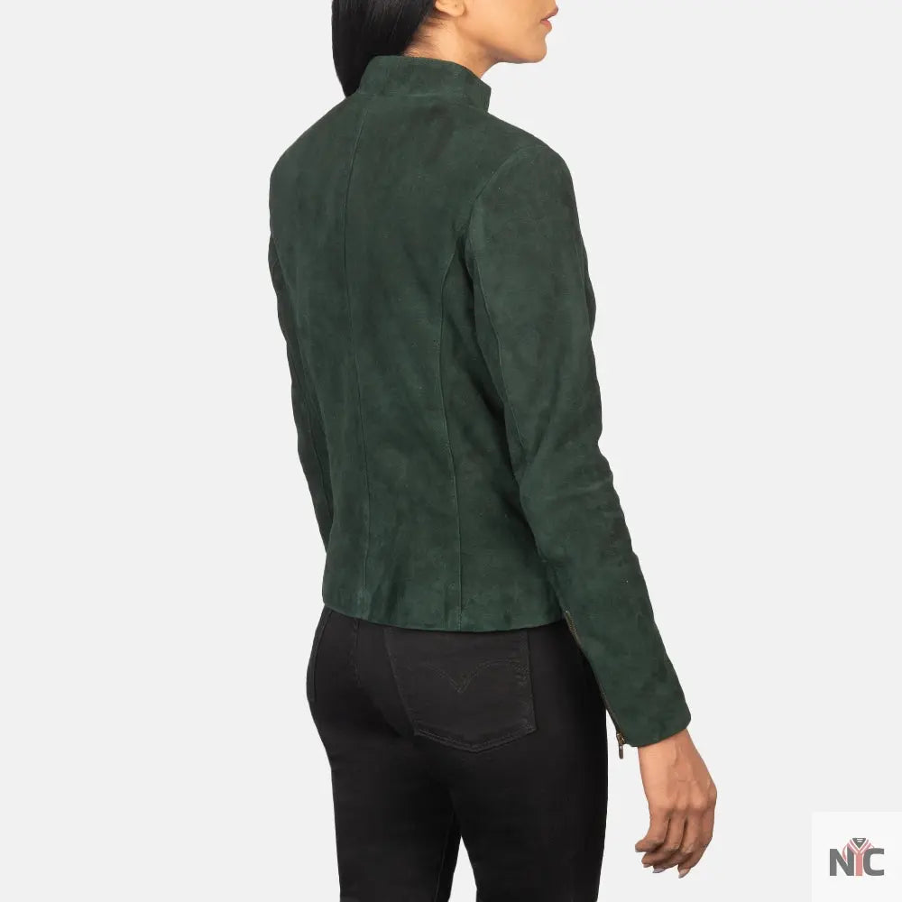 Rumella Green Suede Biker Jacket Clanton Jacket