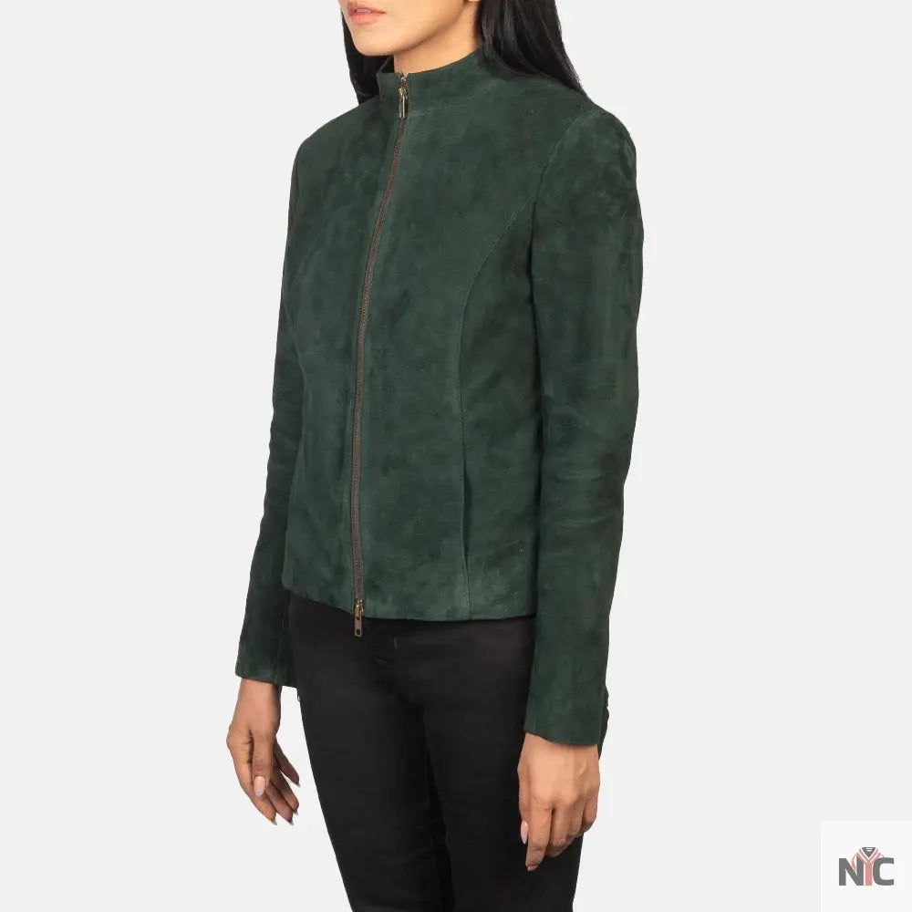 Rumella Green Suede Biker Jacket Clanton Jacket