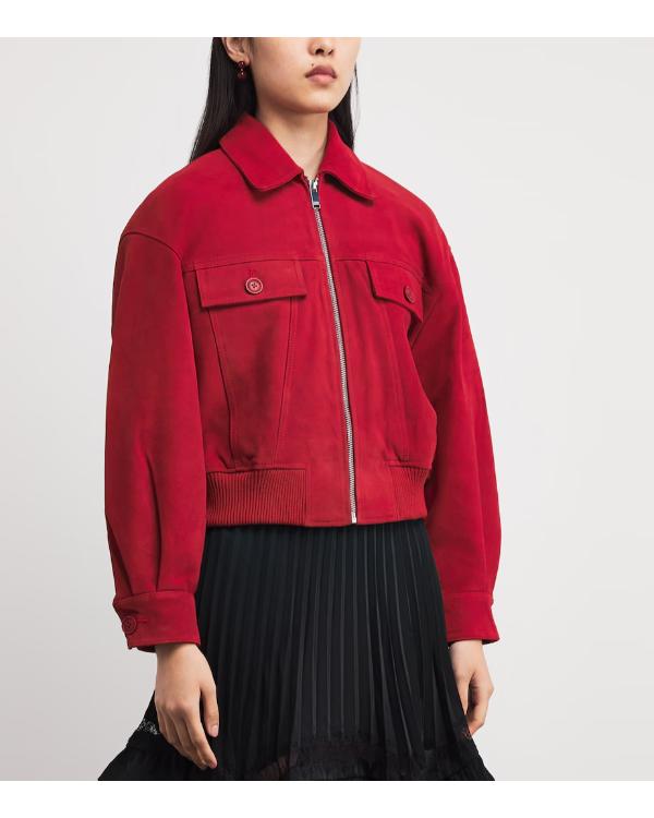 Saturday Night Live UK 2026 Aimee Lou Wood Red Suede Jacket WorthVee